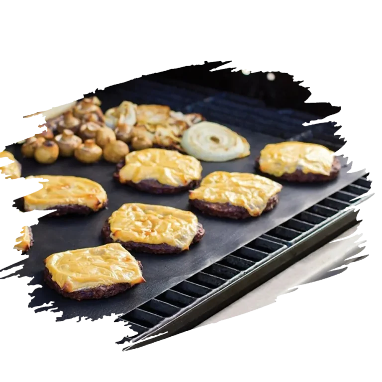 PTFE Grill Mat in Use on Charcoal Grill - Non-Stick Cooking Surface for BBQ
