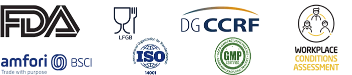 Ningbo Tianyu Factory Certifications including FDA, LFGB, BSCI, ISO14001, and GMP
