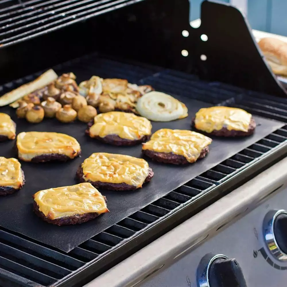 PTFE grill mat on BBQ grill