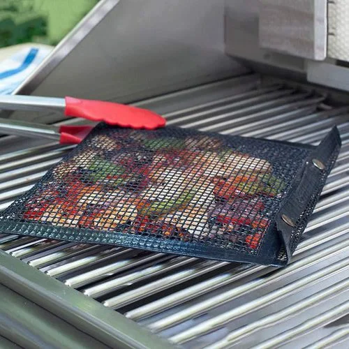 PTFE coated fiberglass grill mesh bag for vegetables and small foods on BBQ