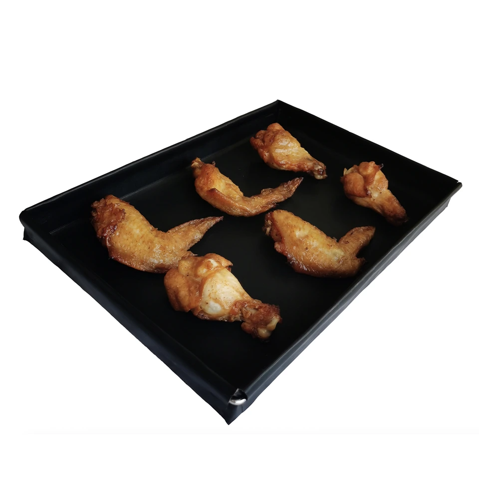 PTFE grill tray with stainless steel frame for heavy food loads