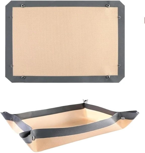 silicone baking mat with snap buttons convertible to grill tray