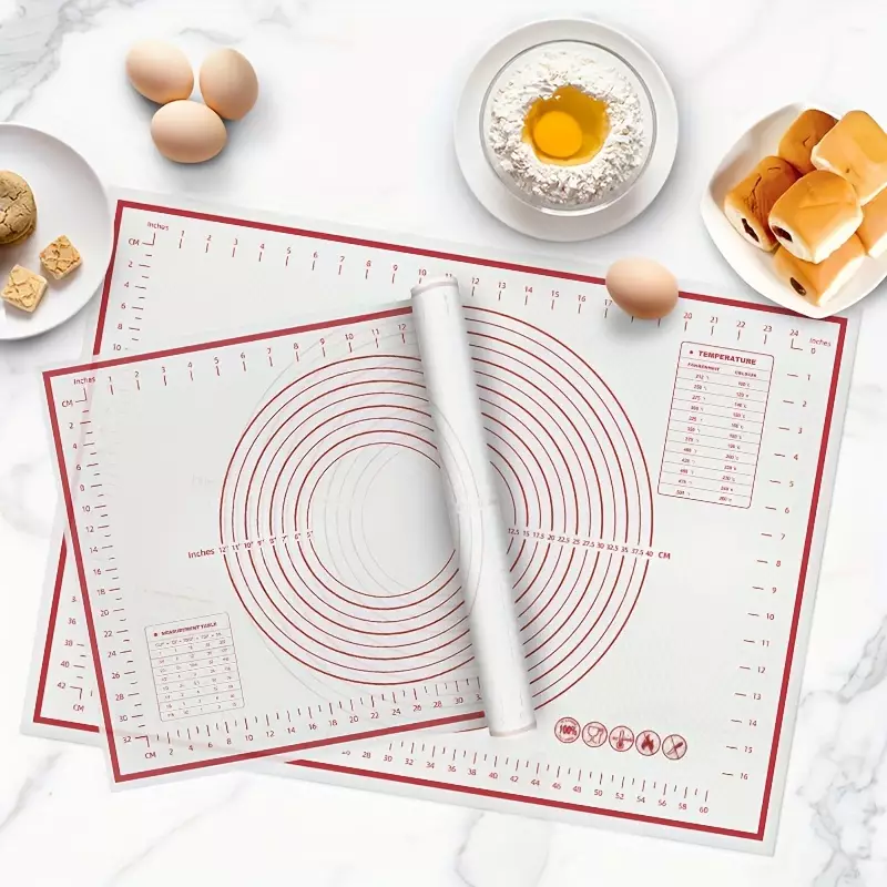 silicone pastry mat with measurements for dough rolling and baking preparation