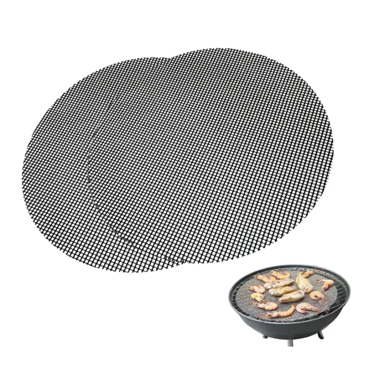 Standard round non-stick PTFE bbq grill mesh mat wholesale featuring premium 36cm and 40cm circular profiles with precision mechanical die-cut finish