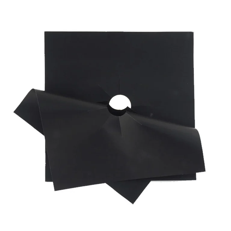 Premium black non-stick gas stove burner covers stacked layout, manufactured by expert factory Tianyu Synthetic.