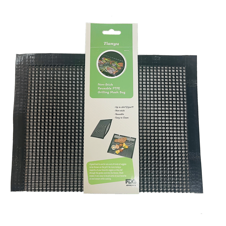 Wholesale economical open pocket BBQ mesh bag with retail-ready custom card sleeve packaging from factory.