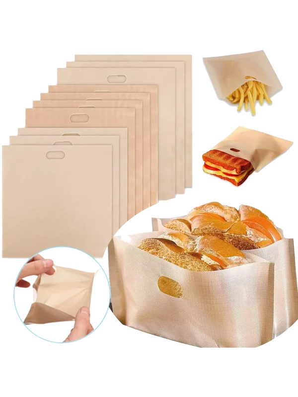 Reusable PTFE toaster bag safely heating sandwich in toaster without cleanup mess from BSCI manufacturer