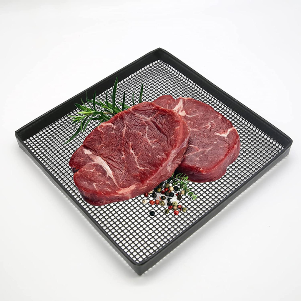 PTFE grill tray mesh pan with reinforced border for heavy-duty use